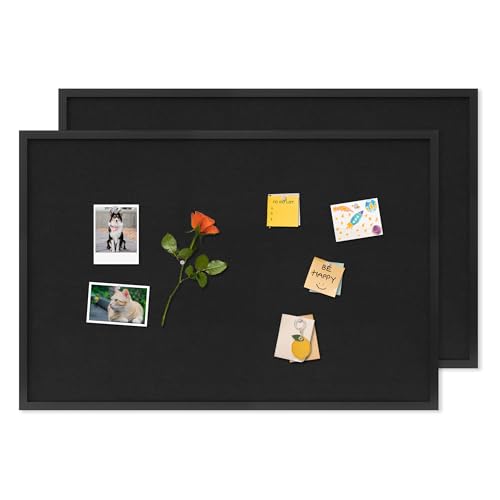 Cork Board with Linen Black 2Pack,Bulletin Board 36"x24", Corkboards for Office Home School Message Board or Vision Board Decoration.