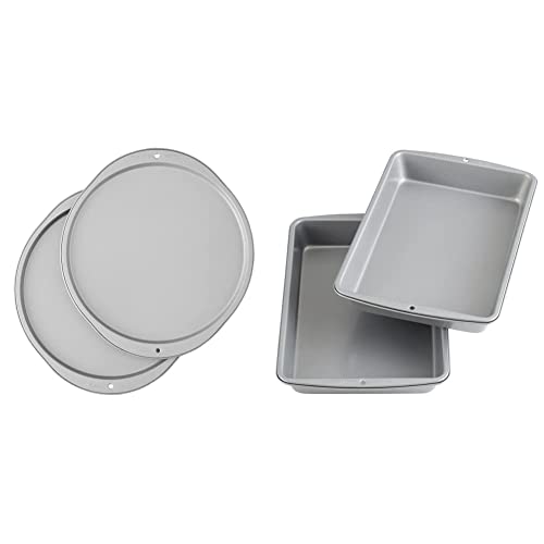 Wilton Recipe Right 12-Inch Pizza Pans, 2-Piece Set, Steel & Recipe Right Non-Stick 9 X 13-Inch Oblong Cake Pans, Set Of 2, Steel Cake Pans #TOP12