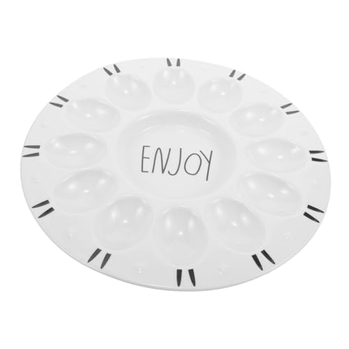Hemobllo Bandeja de Cerámica para Huevos Rellenos Plato de Servicio para Aperitivos para Eventos y Celebraciones Diseño Clásico y Compacto de Limpiar y Reutilizable