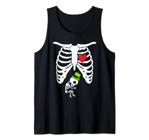 Funny St Patricks Day Shirt Mujeres Embarazo Anuncio Camiseta sin Mangas