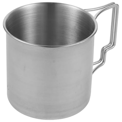 TOYANDONA Outdoor Camping Cup Unbreakable with Folding Handle Stainless Steel and Water-Resistant Metal Drinking Cup for Beverage, for Camping and