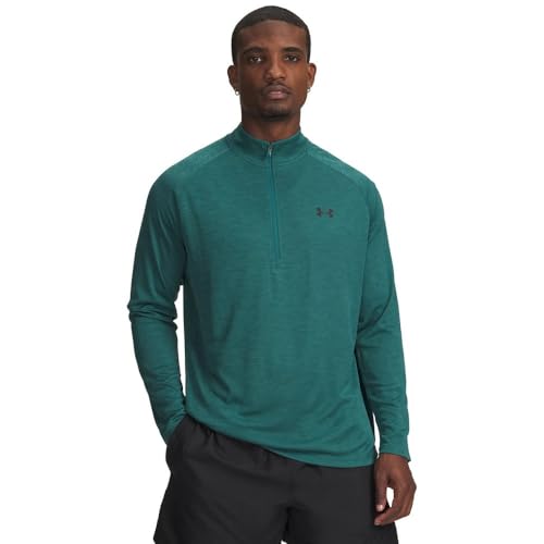 Under Armour Men's Tech Textured 1/2 Zip Sweatshirt, Rack Green/Black, 4XL