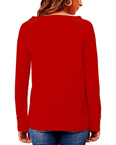 Women Red Heart T Shirt Casual Valentines Clothes Loose Fit Long Sleeve Round Neck Sweatshirt White Heart 2Xl #TOP5