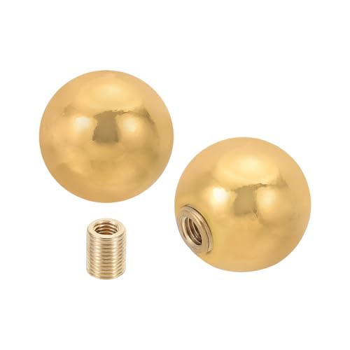 Image of PATIKIL 25mm Ball Lamp Finials Caps Knob, 2 Set Lamp Shade Decoration, Gold Tone