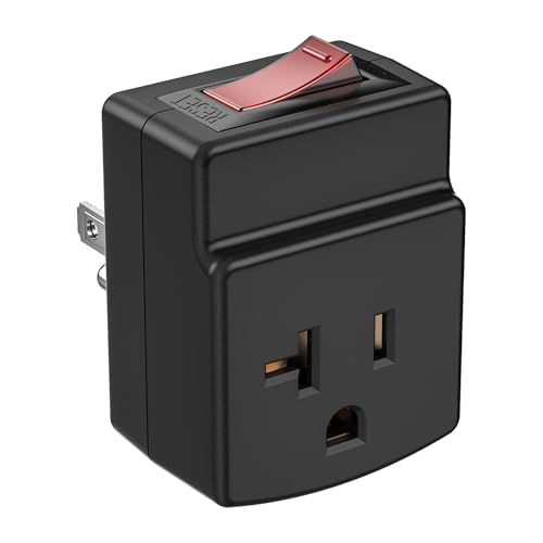 CRST 15 Amp to 20 Amp Adapter Plug with 15A Overload Protection Switch ETL Listed NEMA 5-15P to 5-20R AC Power Adapter Safe Conversion for 20A Devices on Standard 15A Outlets