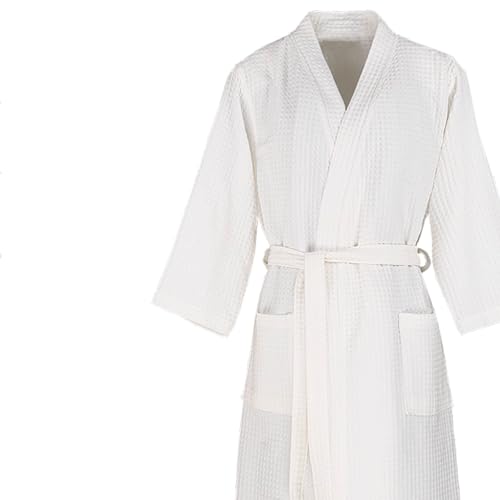 PEKJI Cotton Bathrobe Lightweight Bath Robe Fast-Drying Robes V Neck Full-Length Robe Unisex Bath Robe After Shower