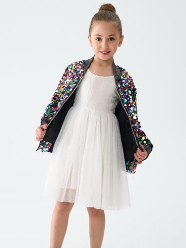 Image of 2Bunnies Girl Ombre Pastel Gradient Shimmer Sparkle Colorful Sequin Bomber Jacket