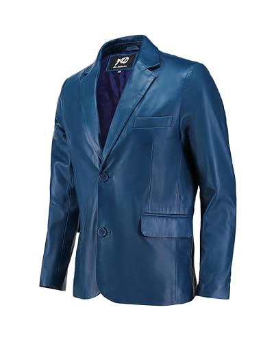 Image of Jild Invisible Stitching Casual Leather Blazer for Men - 2-Button Closure Coat Style Regular Fit Lambskin Leather Jacket Men