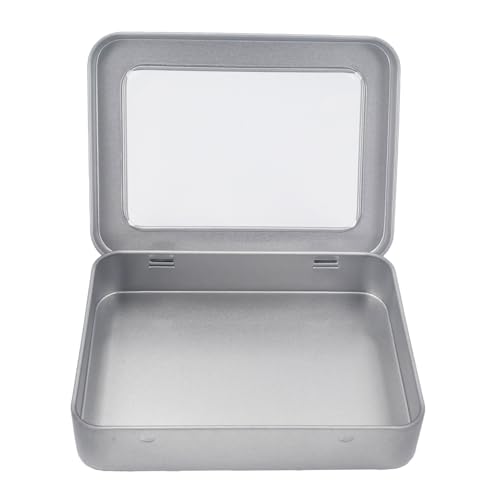 Boîtes rectangulaires en métal avec couvercles à charnière argentée