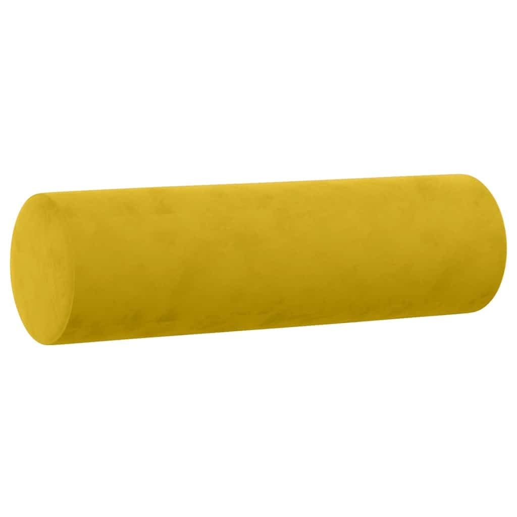 Zierkissen 2 Stk. Gelb Samt Ø15 x 50 cm Dekokissen Sofakissen Kuschelkissen für Sofa Couch Sessel Bett Wohnzimmer Schlafzimmer Akzent Komfort