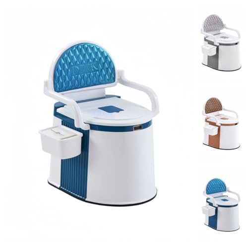 Zekono ポータブルトイレ、洗浄可能なバスケットと ットペーパーホルダー付きリムーバブル小便器、屋外屋内可動式 、妊娠中の女性、高齢者、身体障害者、キャンプに適しています (デラックス版 - アームレスト + レザーバックレスト + ギフト [客室とト