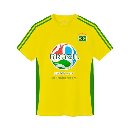 TeeTea Soccer Jersey Size S-L 2026 North America Soccer Cup Merchandise Soccer Fan Jersey Breathable Team Brazil (US Alpha Small Brazil)