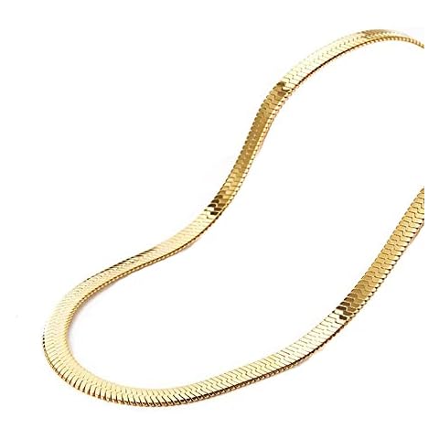 BA UNIQUE FASHION Herringbone Chain 316L Stainless Steel 14,16,18,20,22,24,27,30 inches Necklace for Men and Women in Gold, Silver Tone (6mm 16", Gold) Cover