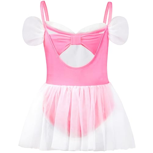 3-7Y Girls Princess Swimsuit, Toddlers Bathing Suit 1 Piece Swimwear Aurora UPF 50+ Swimming Suit with Skirt for Toddler2