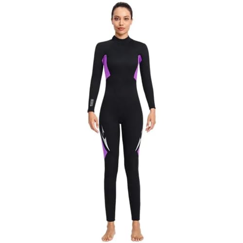 HEFAM Traje de Neopreno 3mm Unisex con Cremallera Trasera Larga para Buceo Snorkel Surf Natación Deportes Acuáticos Traje Térmico,Woman Purple,L