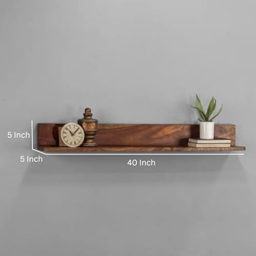Image of 1 Set 40 Inch Long Floating Shelf for Wall Natural Walnut Wood Wall Shelves Picture Ledge Wall Bookshelf for Living Room Bedroom Kitchen Office Home D?cor (40 Inch Long)