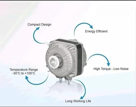 Image of 16 Watt Copper Shaded Pole Motor | 1300 RPM | 220V AC Fan Motor for Refrigerator, Water Cooler, Visi Coolers, Deep Freezer, Chest Cooler | Durable Copper Winding | Universal Fit Replacement