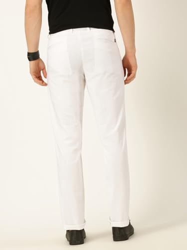 Image of Thomas Scott Men's | Solid | Breathable Fabric | 4 Pockets | Casual | Mid Rise | Regular Fit | Cotton Linen | Button Clouser | Chino Trouser | Pants