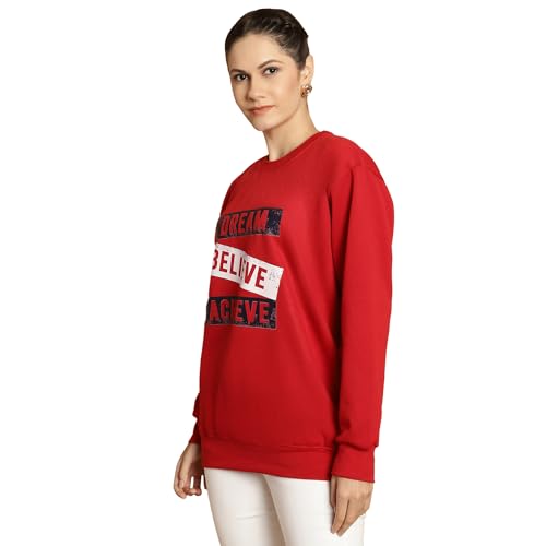 Image of Mack Jonney Printed Round Neck Cotton Fleece Sweatshirt for Women-MACK32471