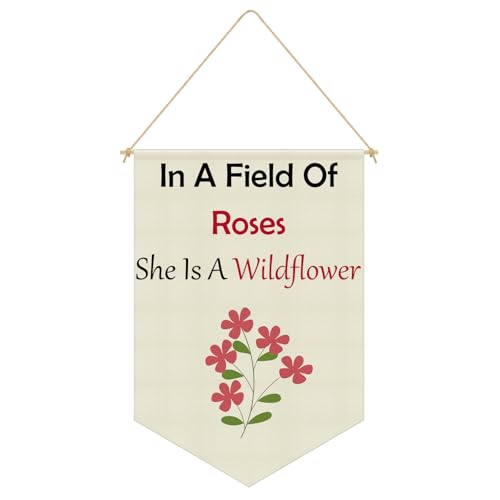 Girls Room Decor Girl Nursery Decor Hanging Pennant Flag Banner Inspirational Quotes for Daughter Christian Gifts for Women Flower Decoration for Girl’s Bedroom Playroom Linen Cotton Flag