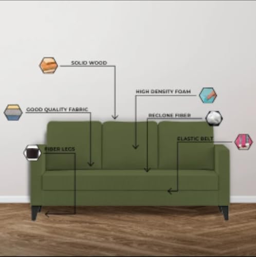 Image of The MM Furniture store Premium Fabric Sofa - Olive (3+1+1 Seater)