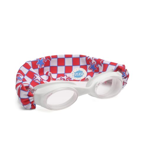 Splash Place SWIM GOGGLES with Fabric Strap - Adult & Kids Swim Goggles - Around The World Theme (American Star)