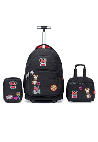 Kit Mochila Lancheira Estojo Rodinha Infantil Minnie Disney