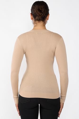Image of JENNIE LIU Tissue Weight Cashmere Silk Rib-Knit Crewneck Sweater