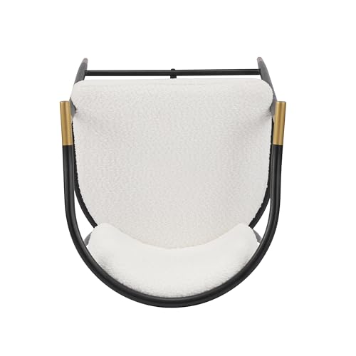 Set de 2 butacos Christopher Knight Home Varus de 26" de altura con estructura de hierro, para barra o isla de cocina, con reposapiés y respaldo, tapizados en bouclé, color beige + negro + dorado miniatura 5