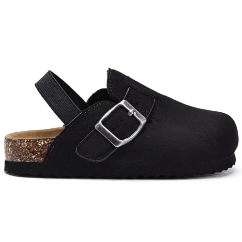 Image of Torotto Kids Suede Clogs Toddler Boys Girls Cork Footbed Clogs with Arch Support & Adjustable Straps for Indoor & Outdoor