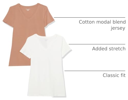 Image of Amazon Essentials Women's Regular-Fit Short-Sleeve V-Neck T-Shirt