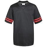 Pullonsy Black Football Jersey for Men Women Dad Mom Sports Uniform T-Shirt New Year Party Outfits Red Stripe Black Jersey Size X-Large