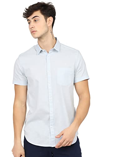 Image of Ketch Men's Cotton Slim Fit Solid Half Sleeve Shirt