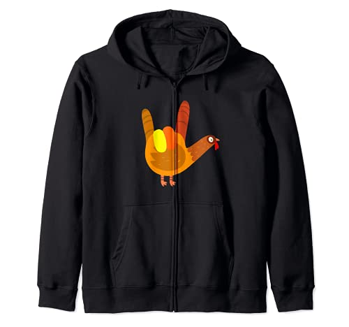 ASL Thanksgiving I Love You American Sign Language Turkey Sudadera con Capucha