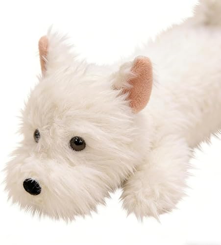 Perro de peluche blanco tumbado de pelo suave para niños 6