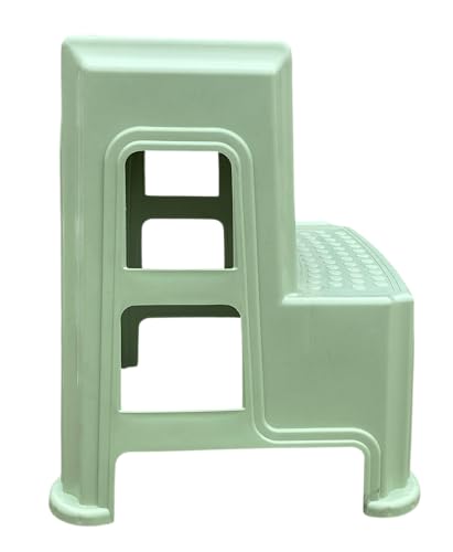 Image of SKYGLAMOUR Supreme Plastic Multi-Purpose Step Stool for Kitchen and Office Use with Weight Bearing Capacity of 150 Kg | 2 Step Stool for Home |Color: Frosty Green; Set of 1
