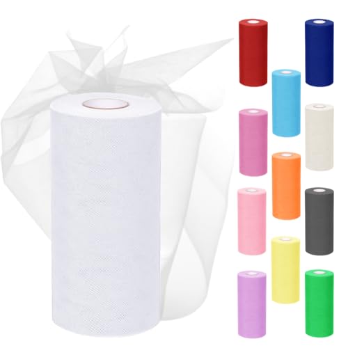 Rouleau de tissu en tulle, 30 cm x 91,5 m, en organza pour mariage, fête, tutu (blanc)