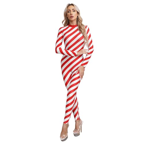 Bodysuit de Noël rayé Choomomo à manches longues pour femmes du S au 5XL