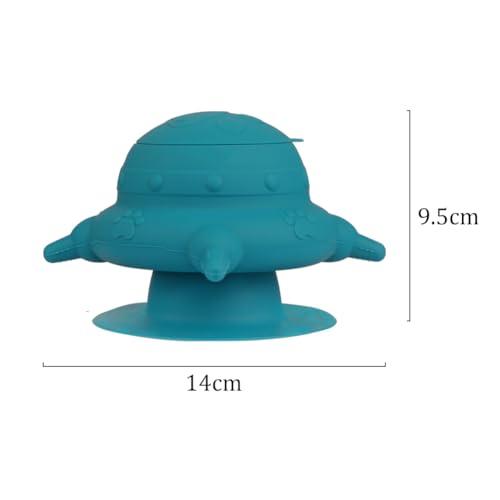 Aufzuchthilfe Hund Katze Stillstation mit 4 Nippel Milchfutterstation Silikon Futterstation Welpenmilch Katzenmilch Feeder Selbstfütternd Silikonnippel für Baby Neugeborene Haustier Fütterung Blau