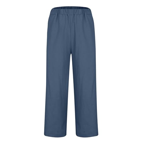 Mens Linen Beach Pants Big and Tall Cropped Elastic Waist Sweatpant Casual Stylish,80S Outfit for Men,Baggy4