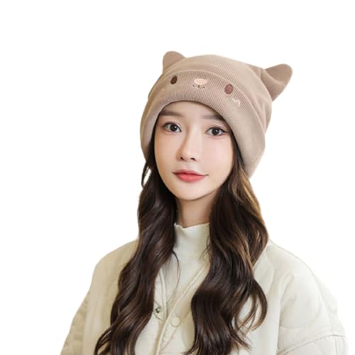 Bonnet tricoté en laine oreilles de chat idéal pour le ski et l'hiver
