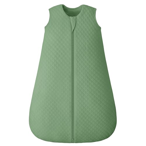 Image of FIEMOL Baby Sleep Sack 6-12 Months 2.5 TOG, Winter Cotton Sleep Sacks Newborn and Infant, Warm Quilted Baby Wearable Blanket, Newborn Sleeping Bag with 2-Way Zipper Green 1 Pack
