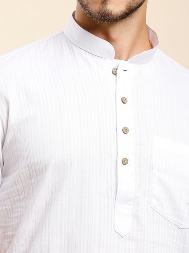 Image of Rajubhai Hargovindas Green Khadi Half Sleeve Kurta