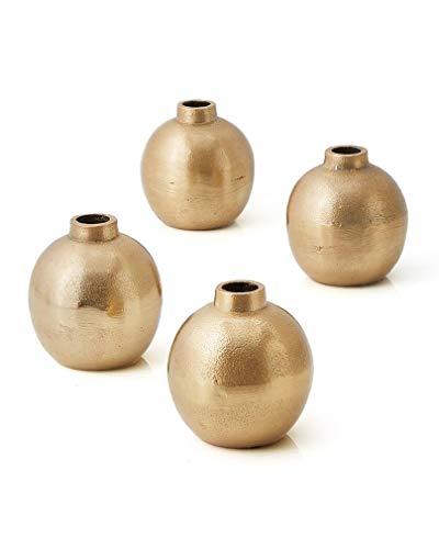 Serene Spaces Living SSLNRVS1045BSFS Set Of 4 Gold Floral Ball Bud Vase cover
