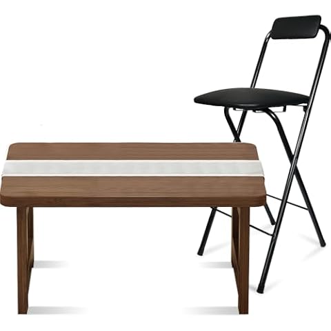 FATOLRD Folding Bar Stool with Folding Table Coffee Table Low Foldable Bamboo Versatile Table and Folding Stool Cover