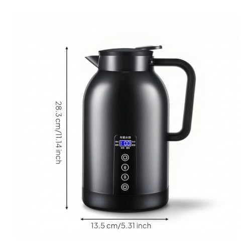 Baoblaze Portable Heating Container Electric Travel Kettle Water Boiler Car Mug With Anti Leak Body Stainless Steel Interior Suitable for road trips daily, 1300ML Glossy Black Car Use 12V/24V - Image 3