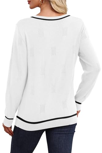 WIHOLL Sweaters for Women V Neck Long Sleeve Tops Fashion Lightweight Pullover Clothes Fall Outfits 2025