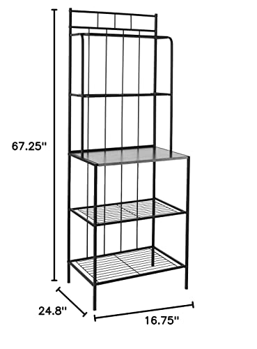 Target Marketing Systems Liv Collection Contemporary Metal Kitchen Dining Baker's Rack With Three Shelves, Black #TOP5