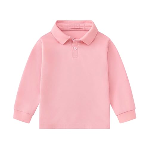Girls Boys Pique Polo School Uniform Shirts Kids Long Sleeve Basic Solid Casual Tee Tops Soft Cute Pullover Fall Shirts