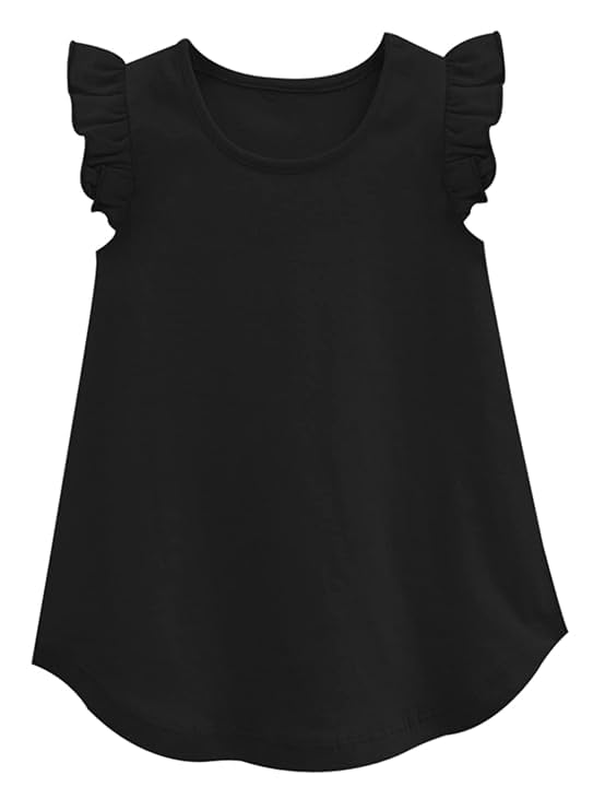 Image of A.T.U.N. (All Things UBER Nice) Girl's Polyester Regular Fit Solid Round Neck Knee Length Regular Top